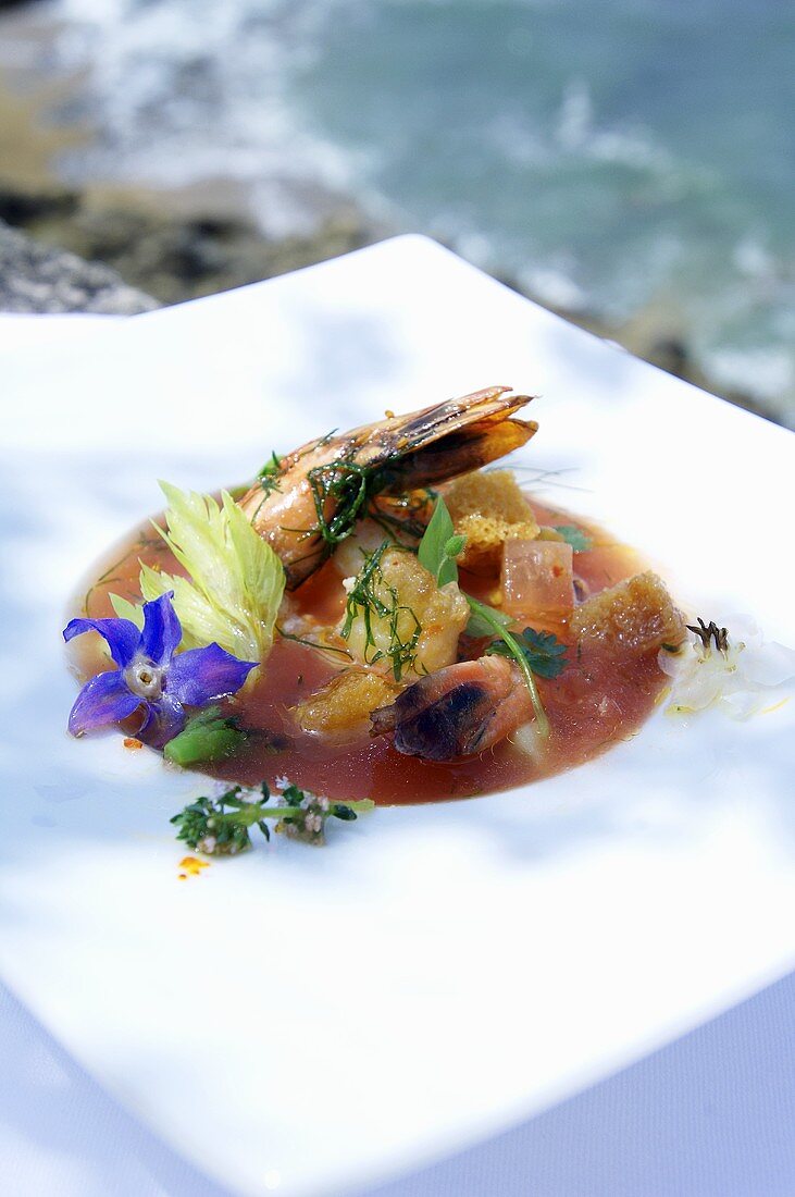 Gazpacho with prawns