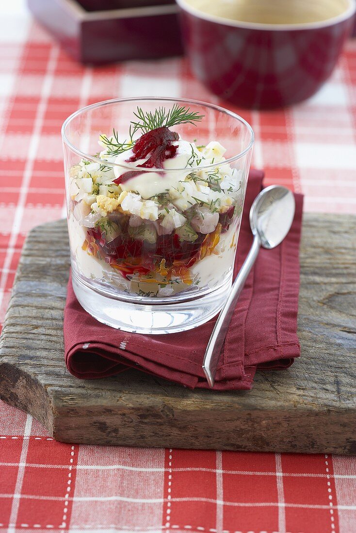 Herring salad with sour cream