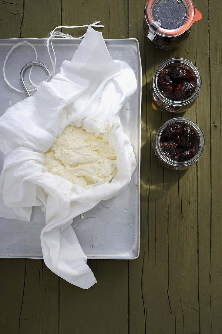 Quark mousse and plum jam