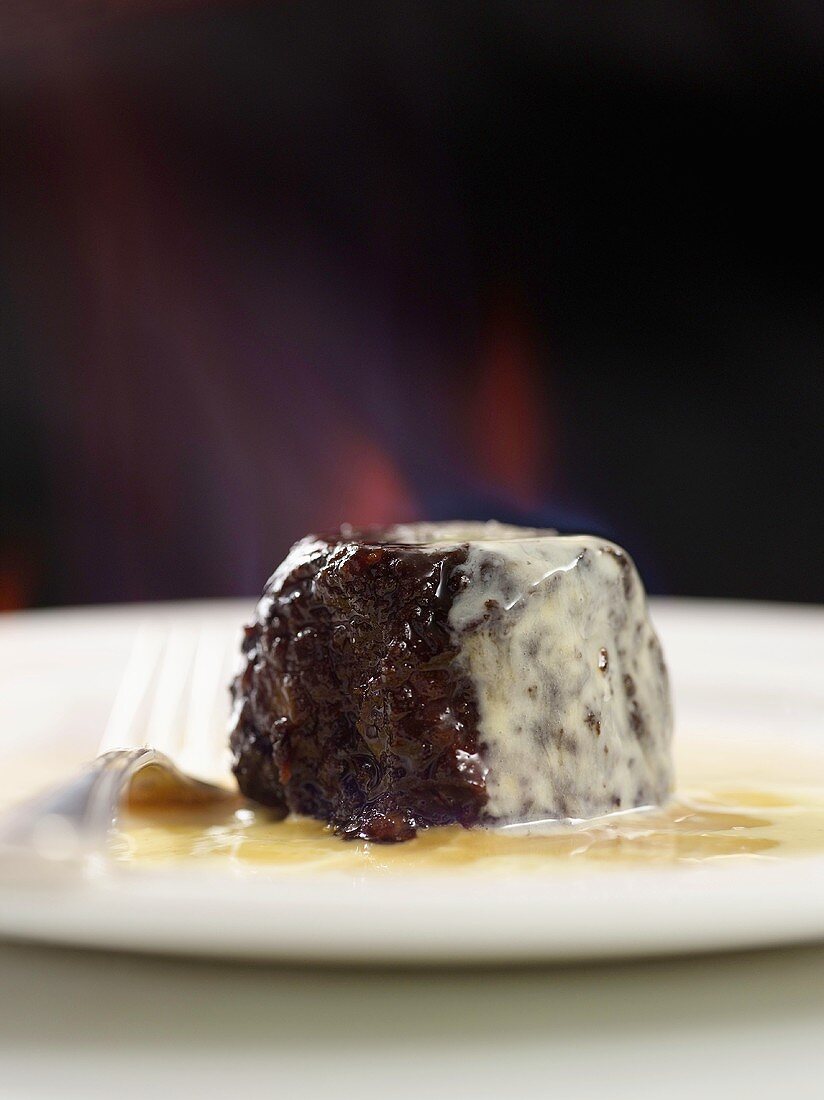 Christmas Pudding mit Vanillesauce