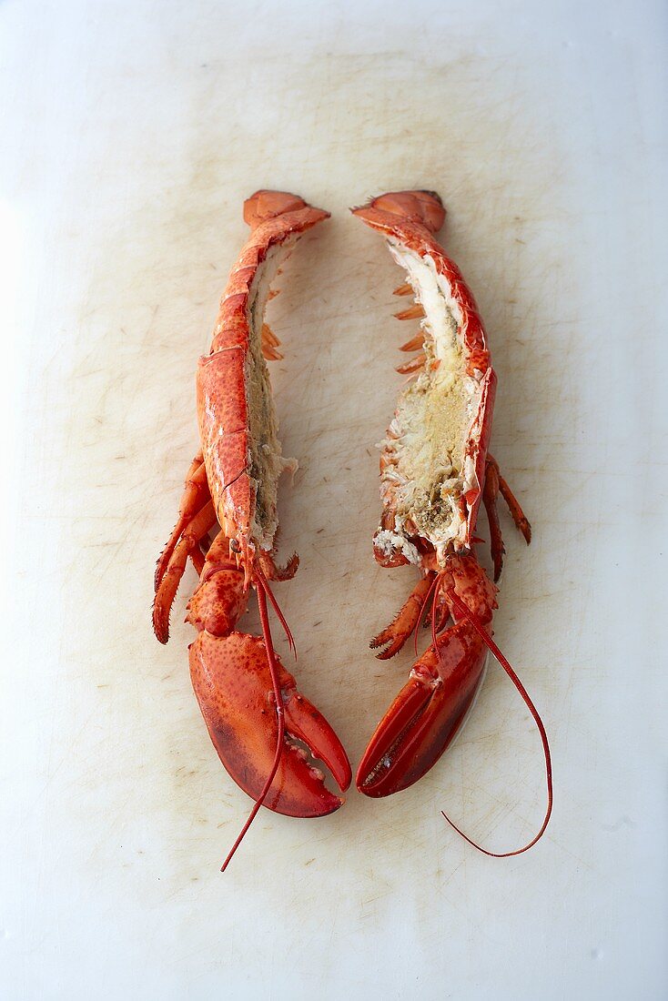 A sliced lobster