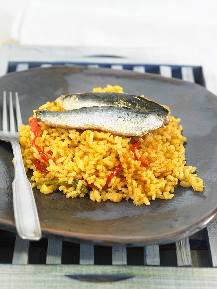 Rice with pepper and sardines (Spain)