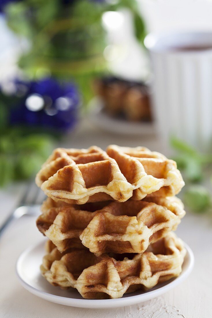 A stack of waffles