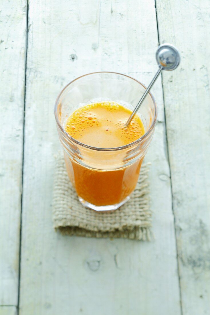 A glass of carrot juice