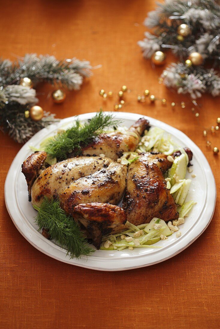 Brathähnchen mit Fenchel zu Weihnachten