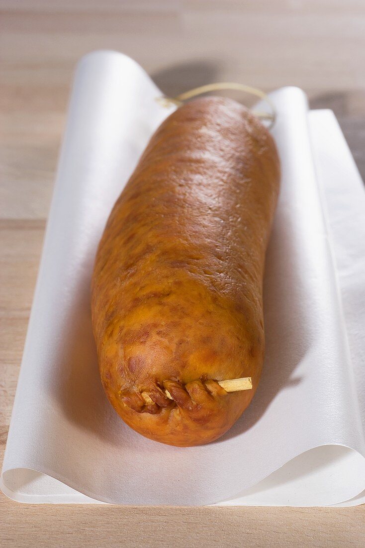 Saucisse Morteau (geräucherte Schweinewurst, Frankreich)