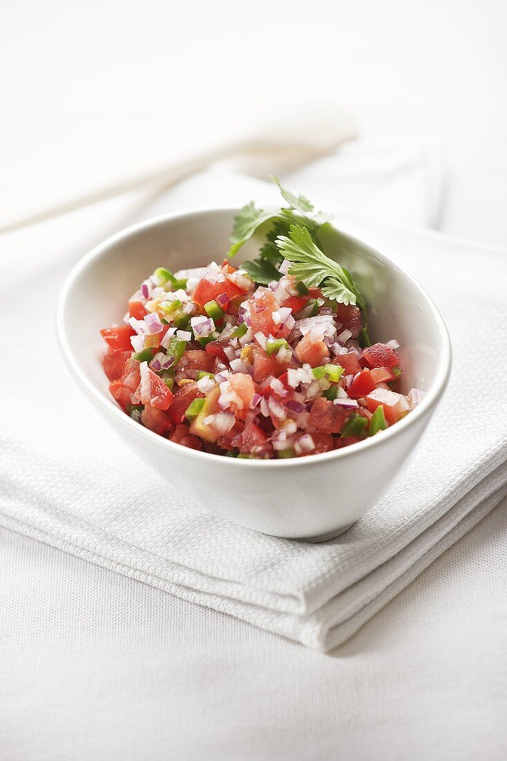 Pico de gallo with tomatoes and onions