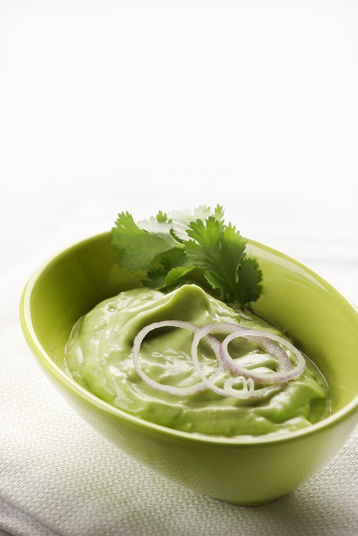 Avocado sauce with onions and coriander