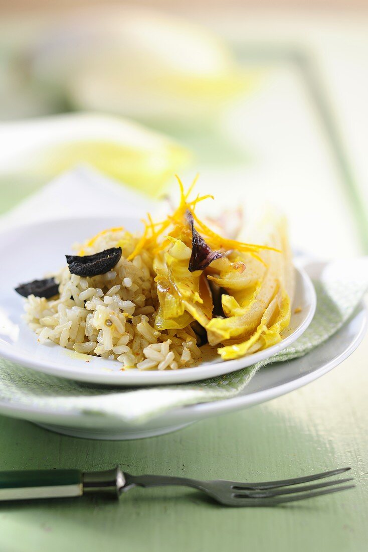 Olive rice with chicory