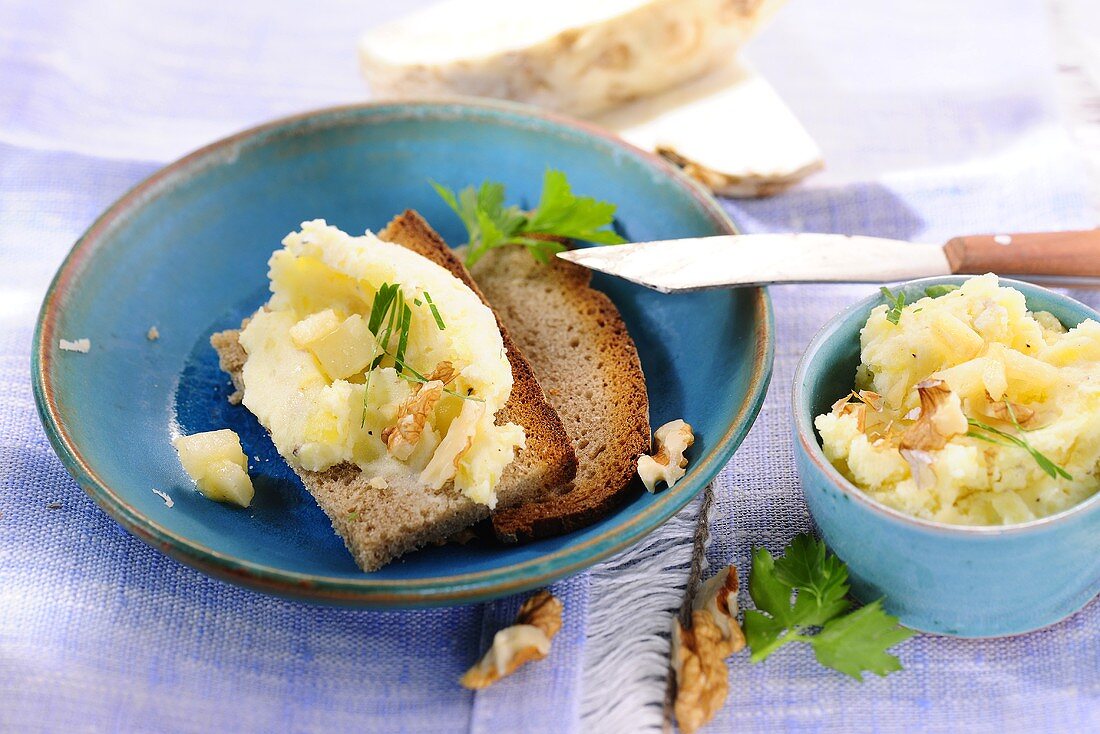 Celery spread with walnuts on bread