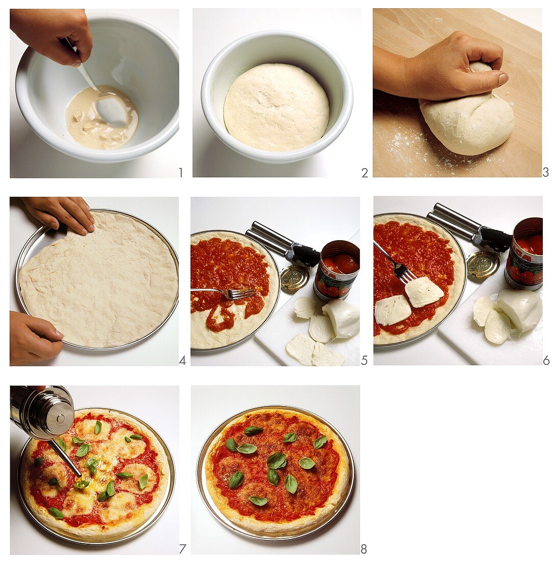 Preparing pizza Margherita