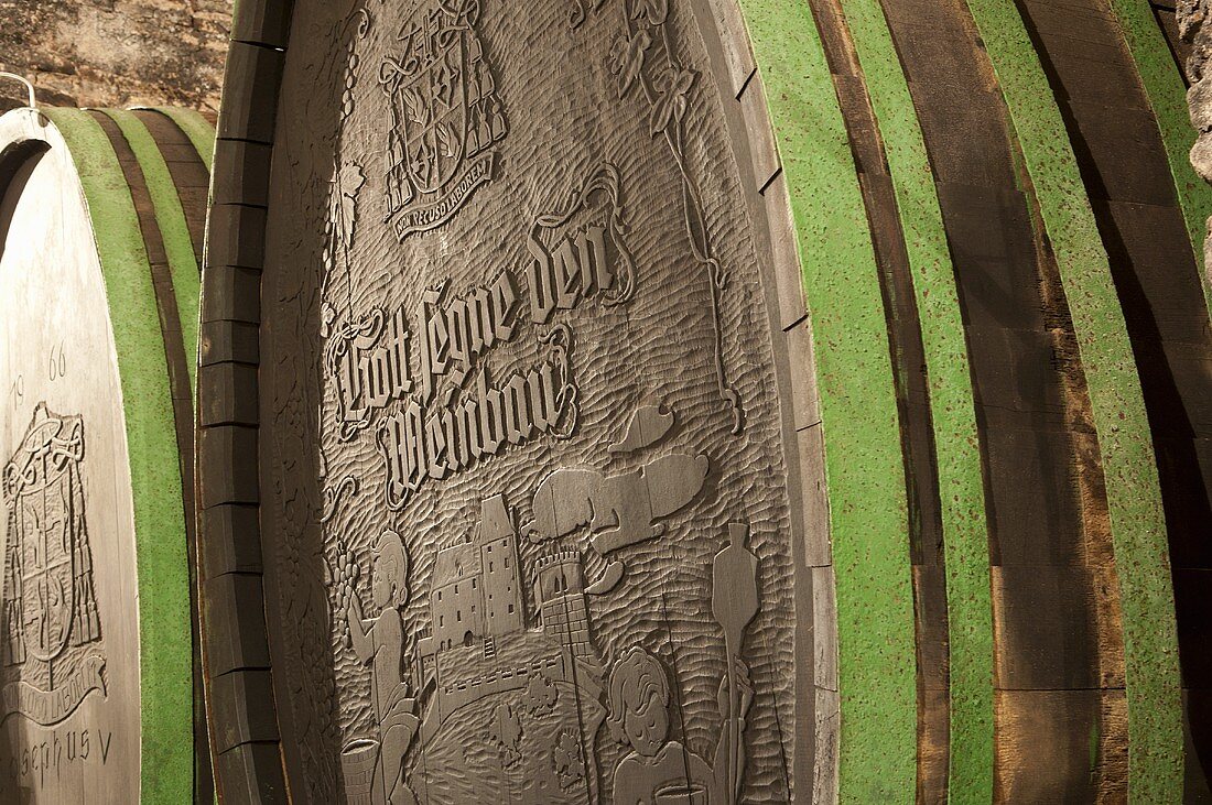 A barrel of wine at the Seggau Castle vineyard (Steiermark, Austria)