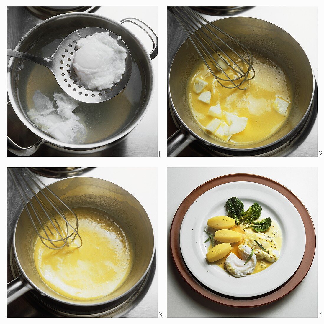 Preparing poached eggs with delicate mustard sauce