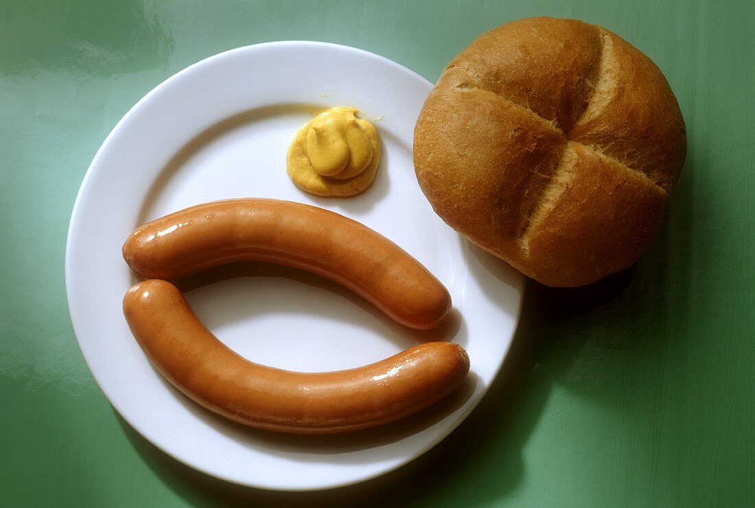 Two Wieners with Mustard; Roll