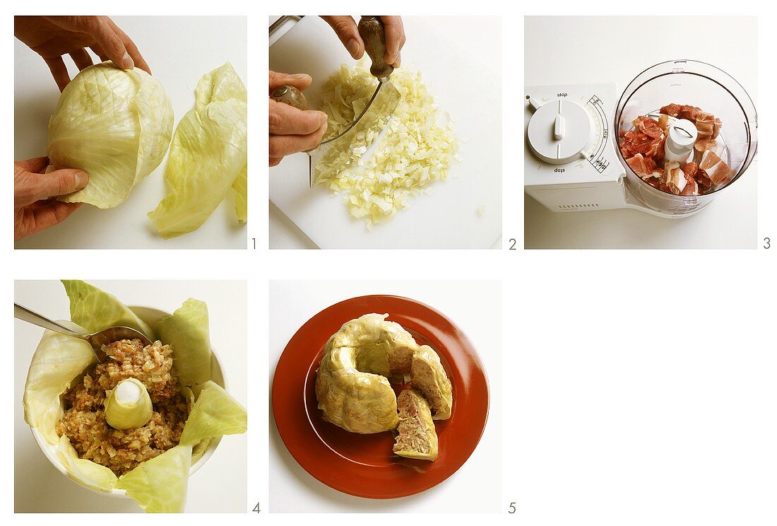 Making cabbage pudding