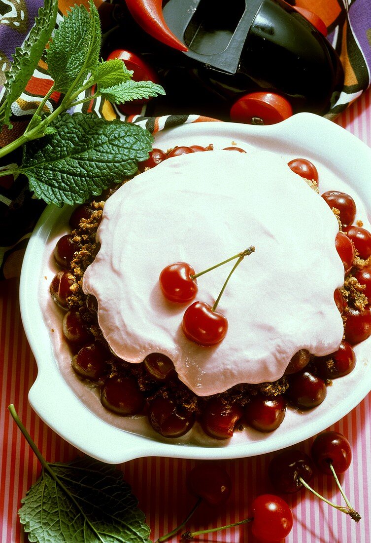 Cherry Mousse with Pumpernickel