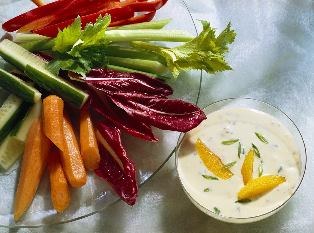 Raw Vegetable Platter; Herb and Orange Dip