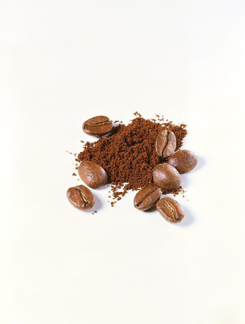 Coffee Beans with Ground Coffee