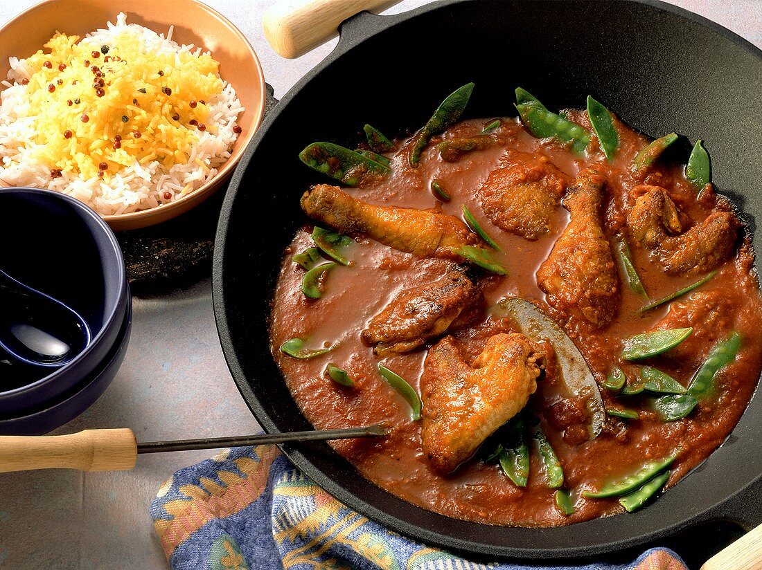 Creole Chicken with curried Rice