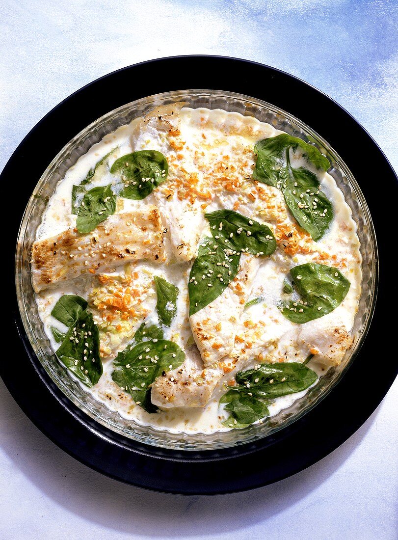 Fish Gratin with Spinach