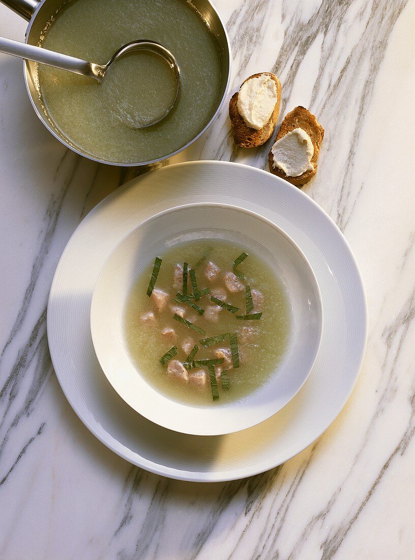 Cold Cucumber Soup with Salmon