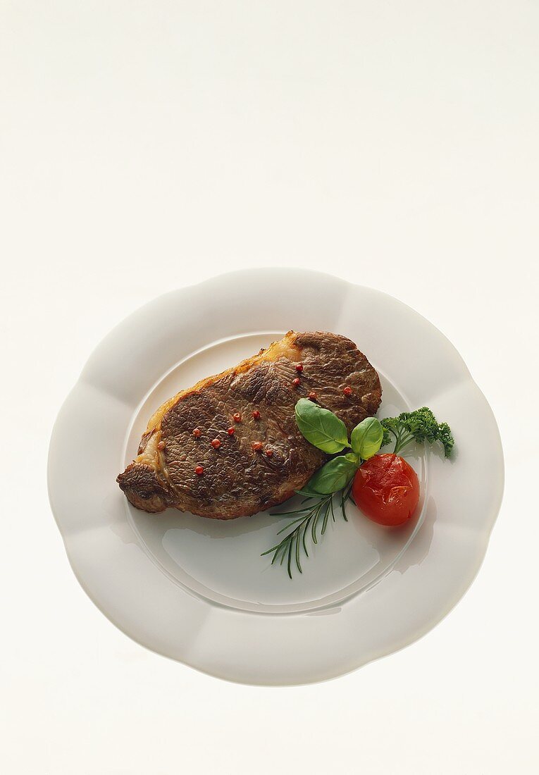 A Rib Steak on a Plate