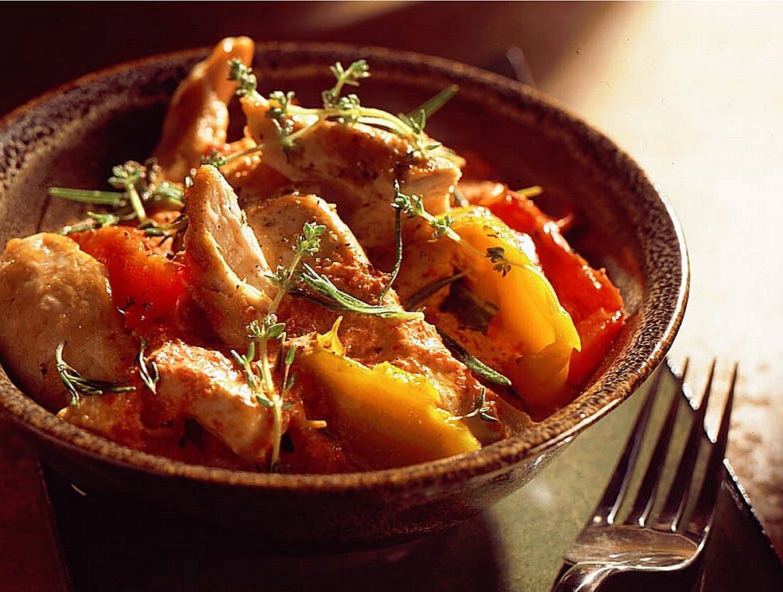 Chicken tagine with peppers