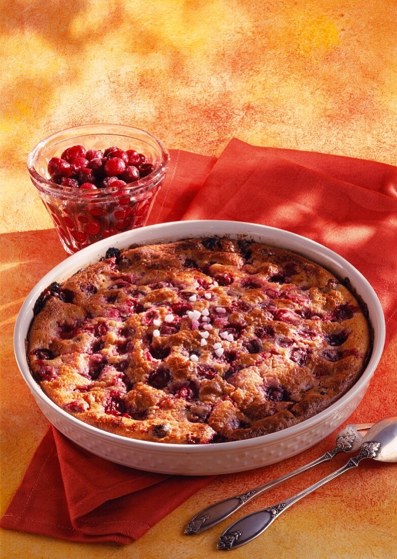 Sour griotte cherry batter pudding