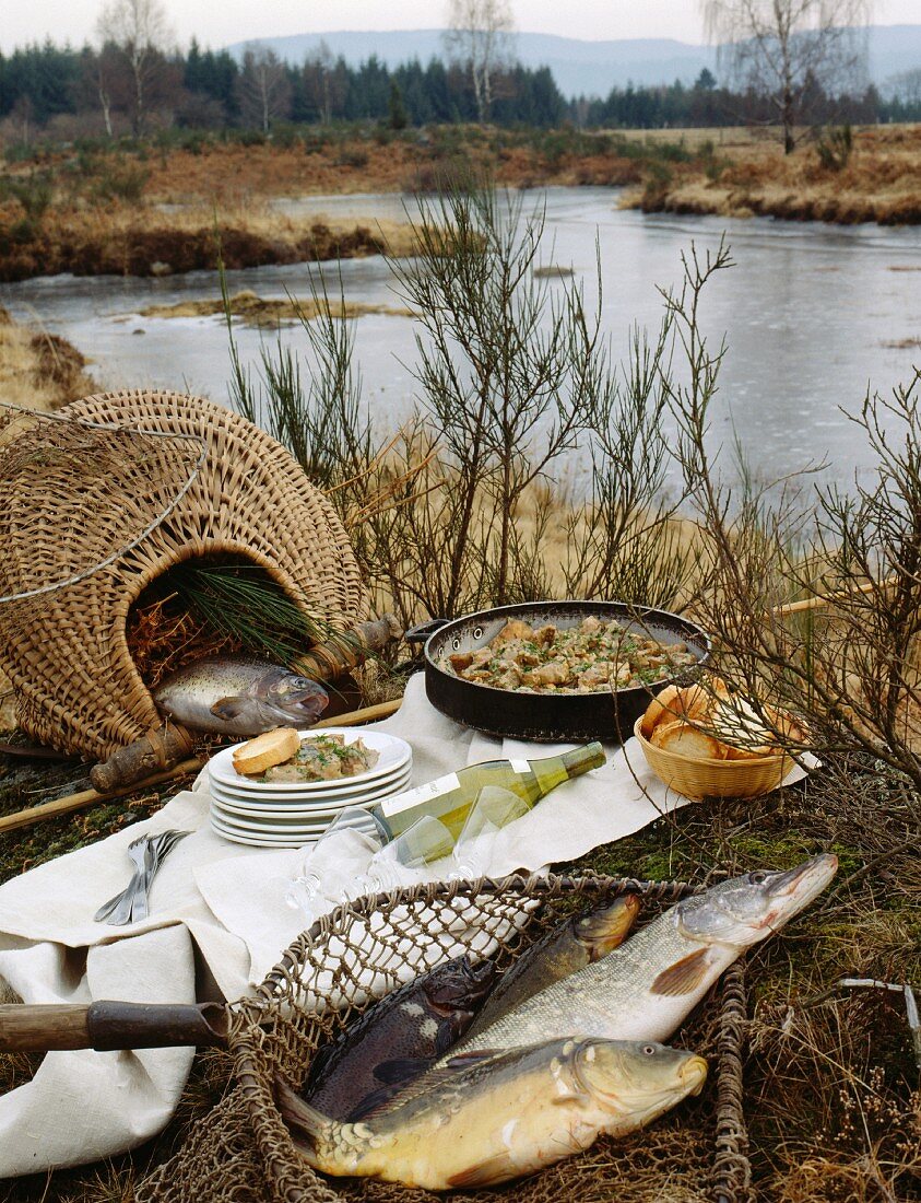 Meal prepared after fishing