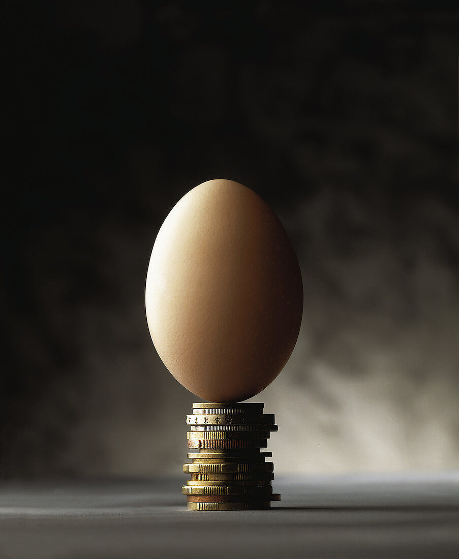 Egg on stack of coins