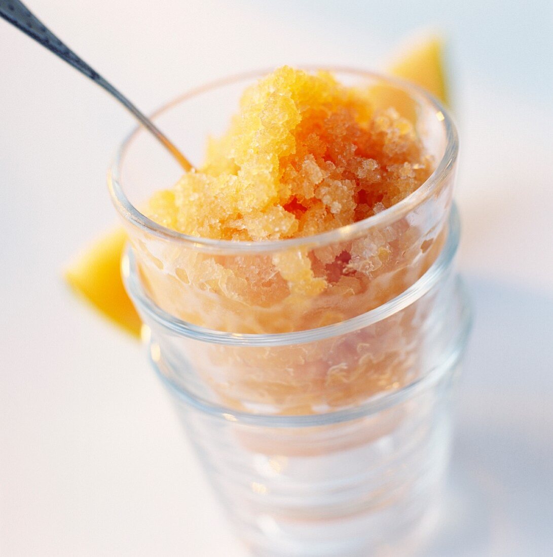 Melon and pineau des charentes granita