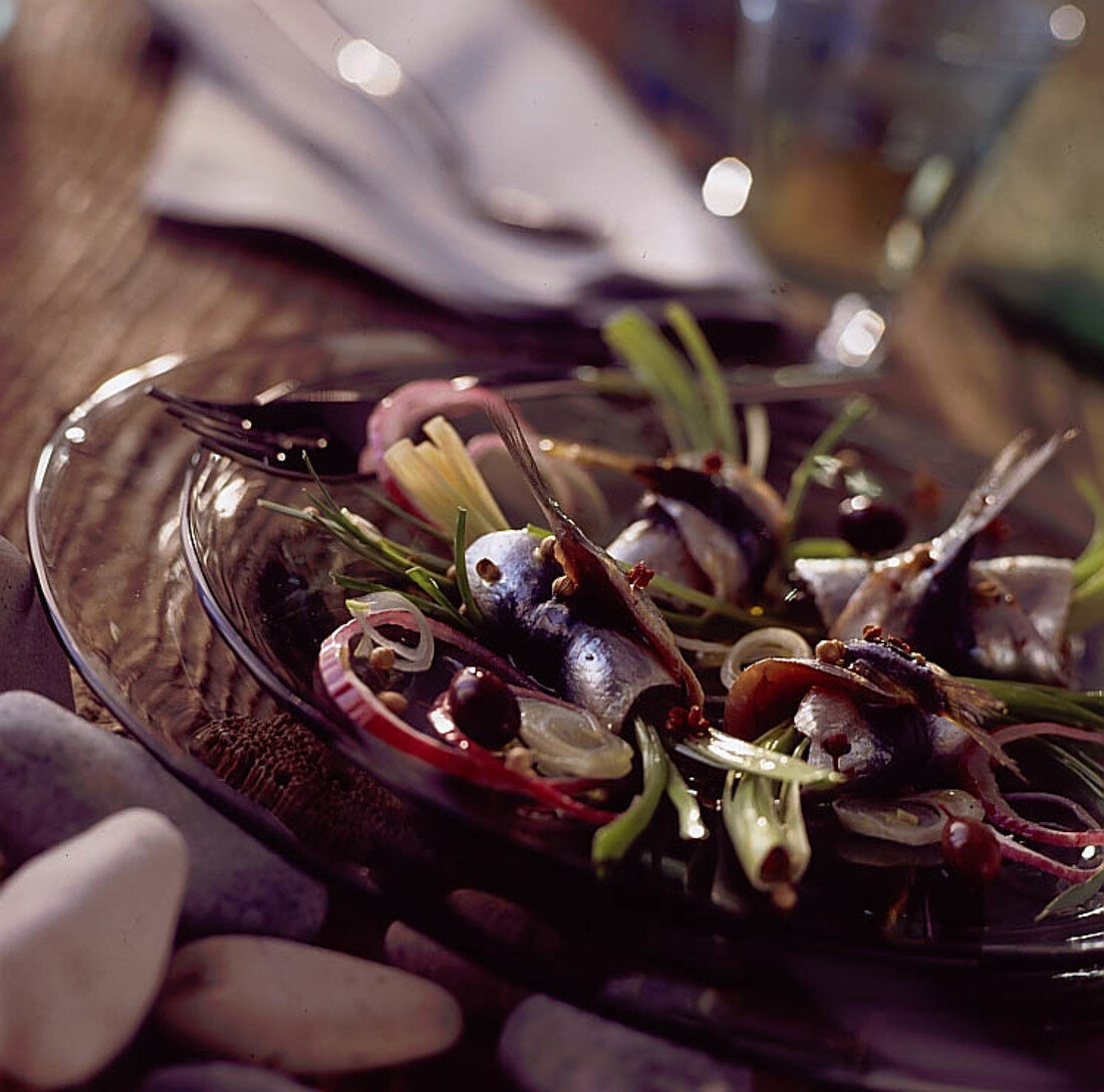 Sardines marinated in coriander seeds