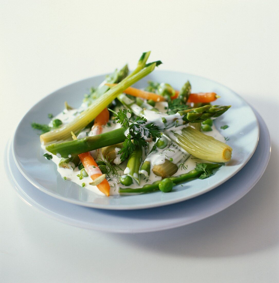 Plate of spring vegetables