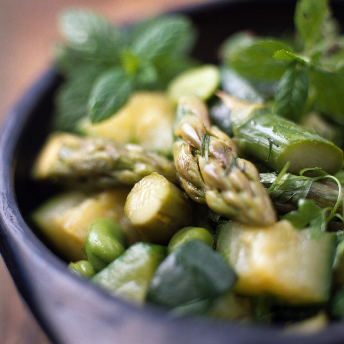 Green Asparagus and Zucchini Salad with Mint