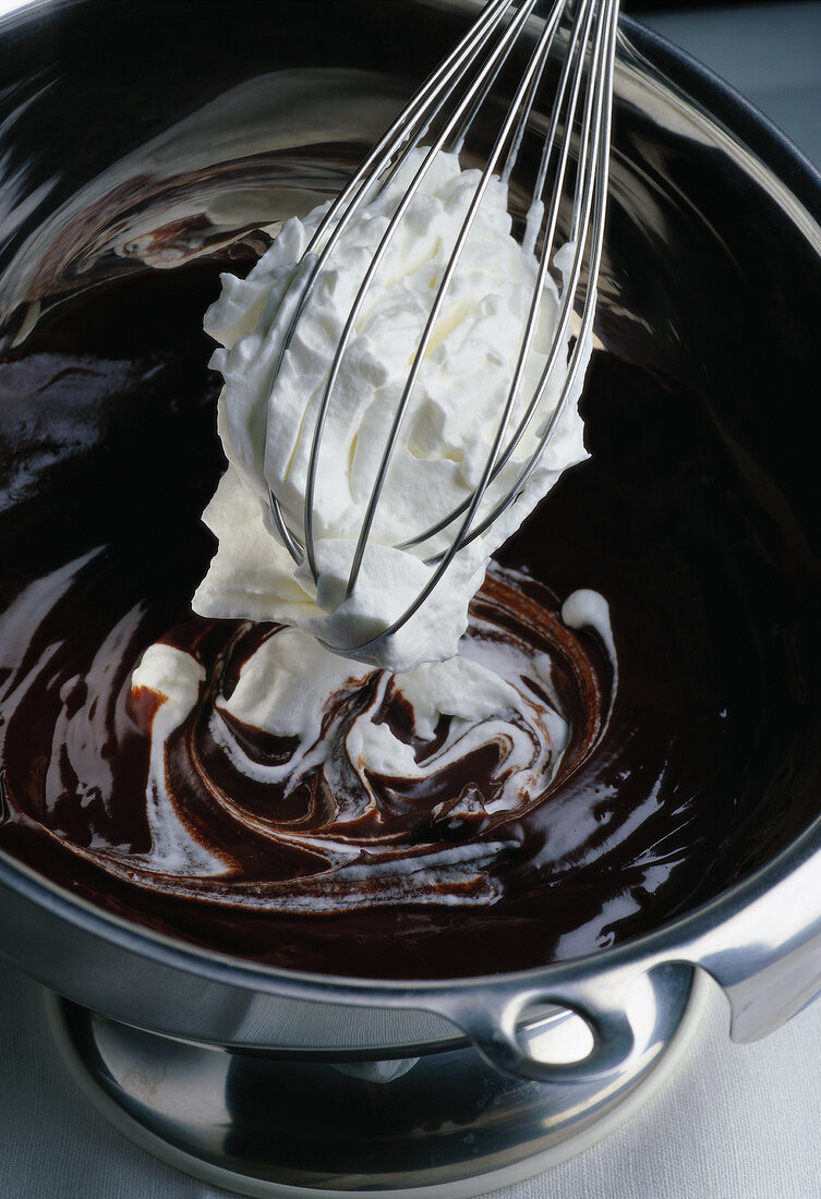 melted chocolate and whipped cream mixture
