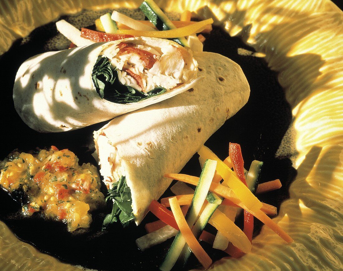 Rolled and Filled Flour Tortilla with Veggies