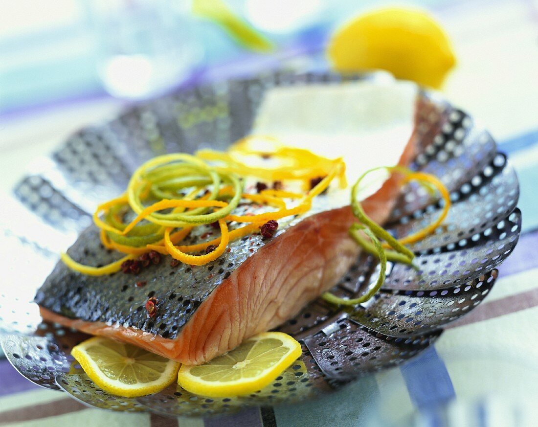 Steamed salmon