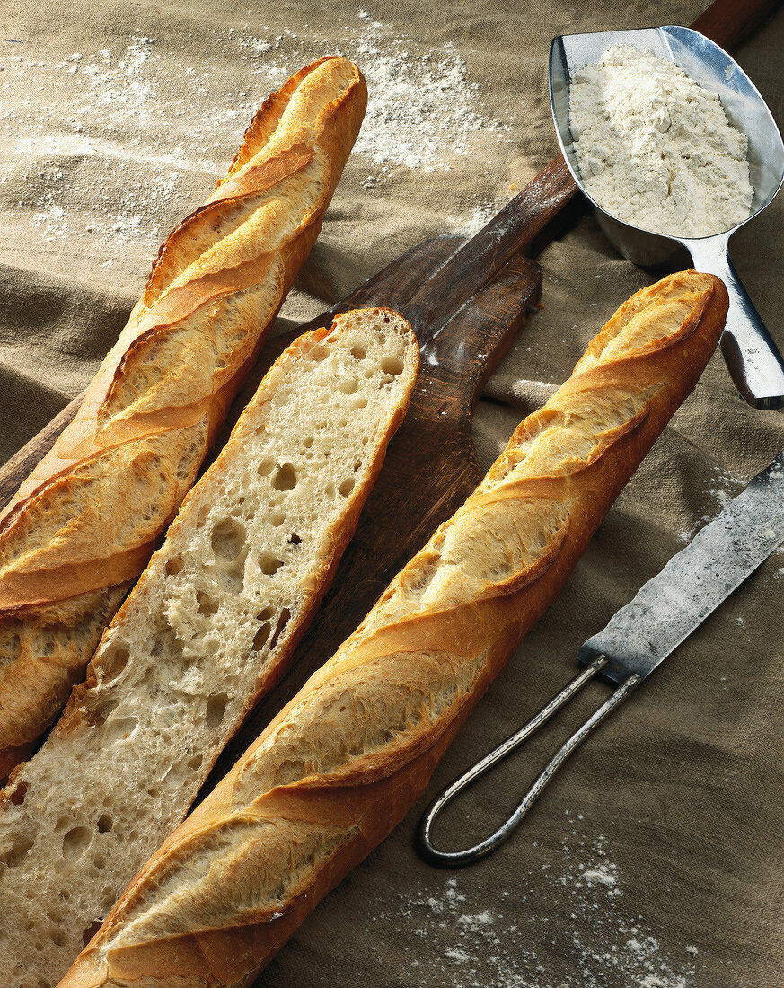 baguette sliced lengthways