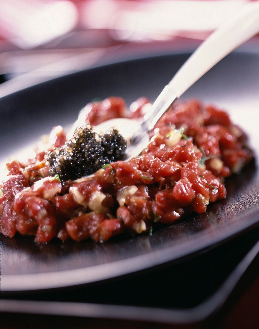 Beef tartare with caviar