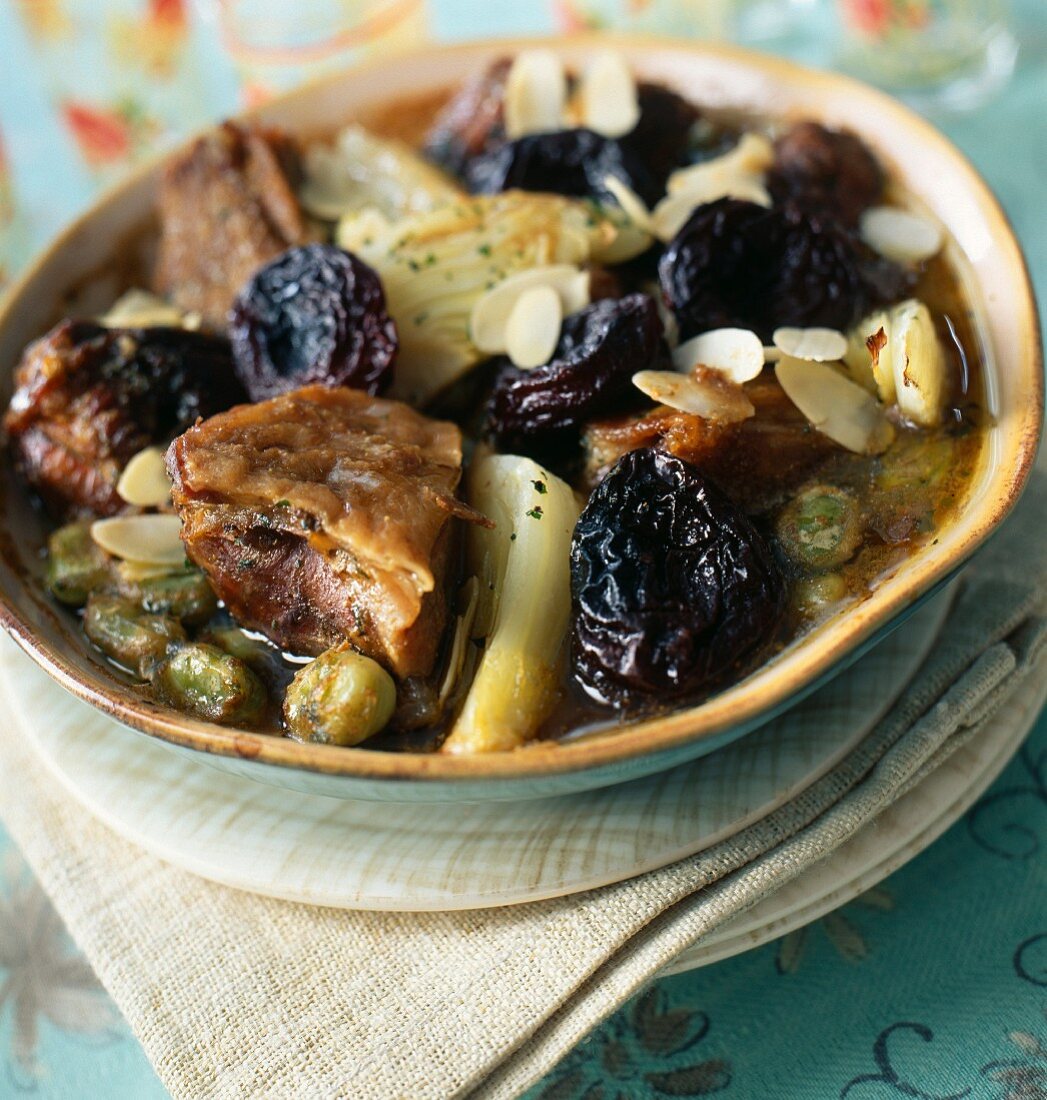 Lamb, broad bean, fennel and prune Tajine