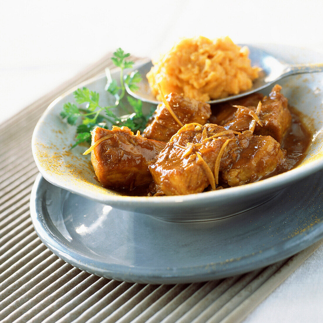 Pork colombo with sweet potato purée( topic : season dishes)