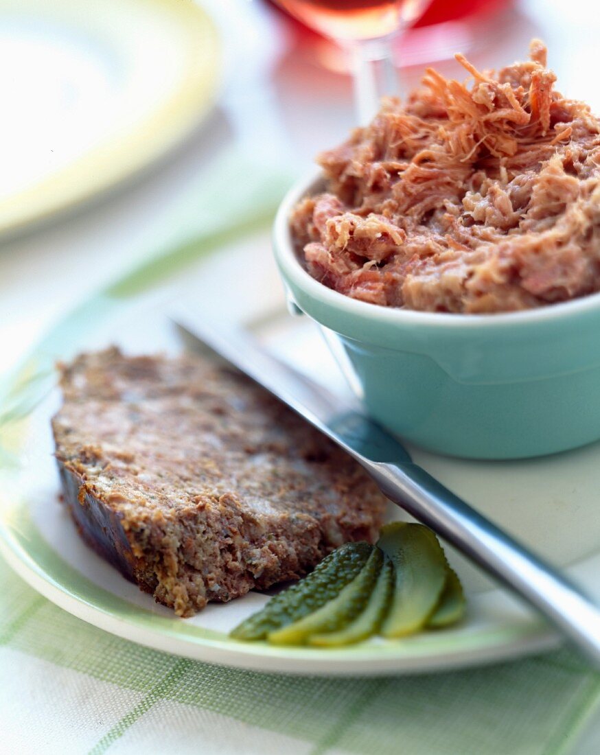 Slice of pâté and potted meat
