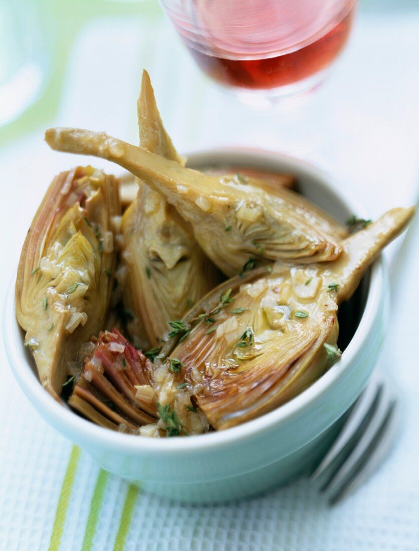 Fricasse of poivrade artichokes