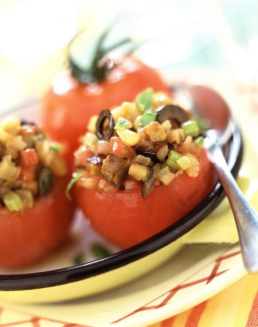 Tomatoes stuffed with ratatouille