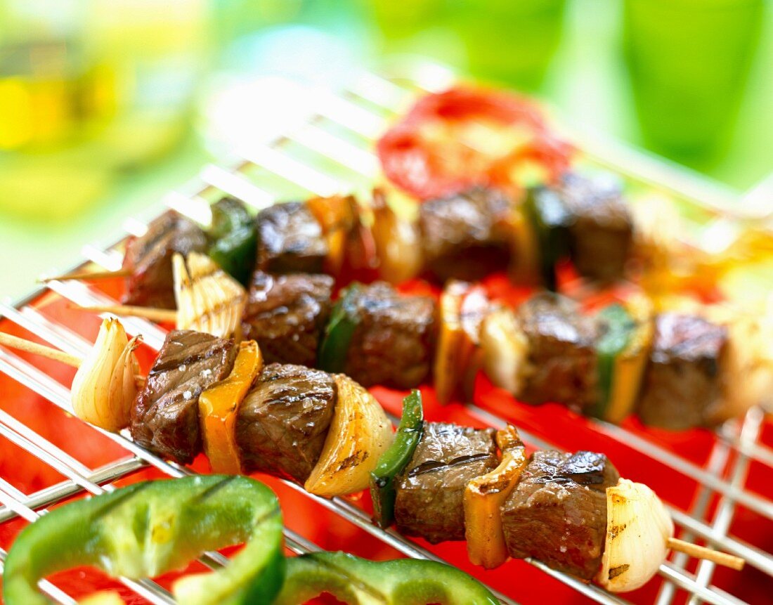 Beef skewers on the barbecue