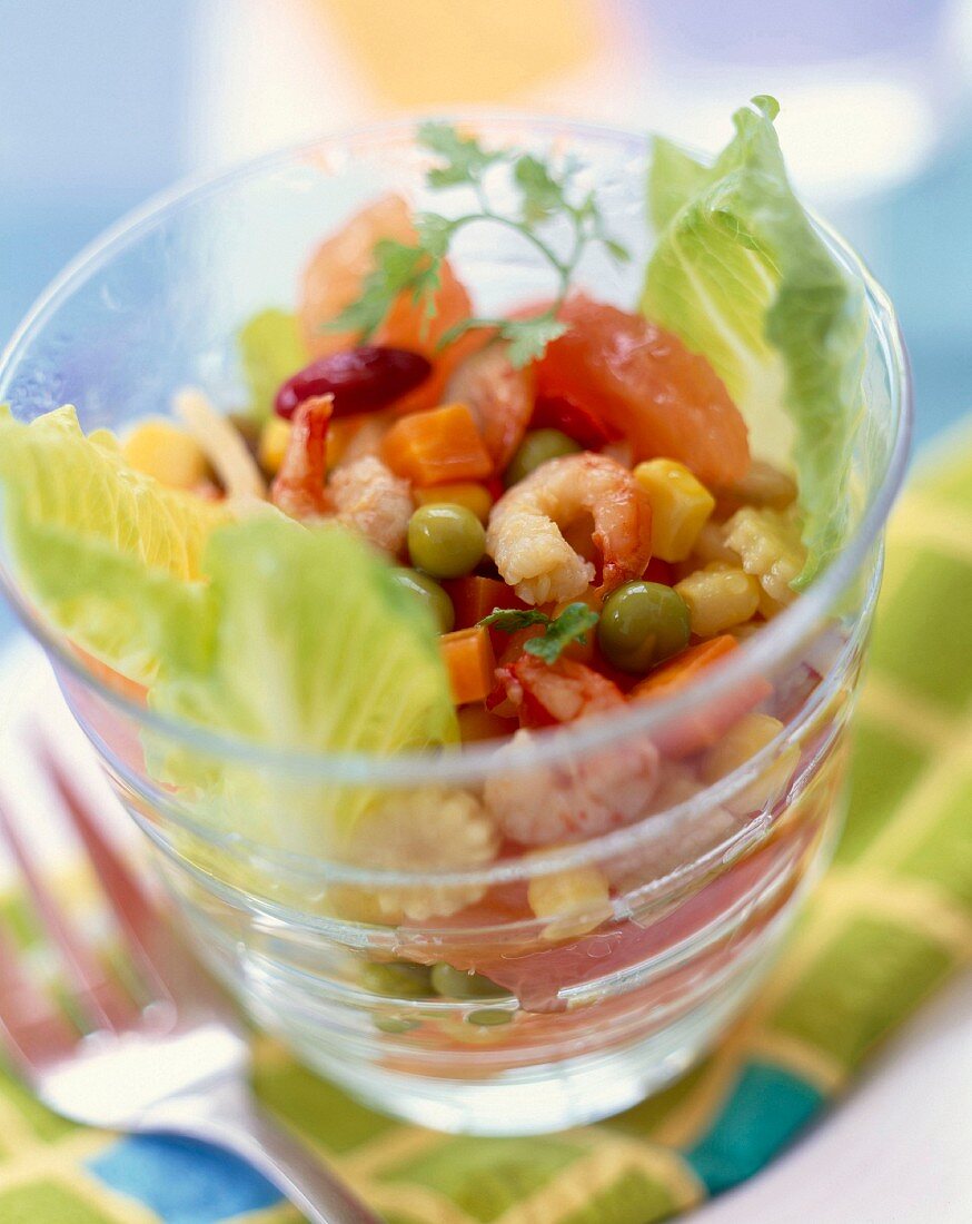 Mixed vegetables and prawns