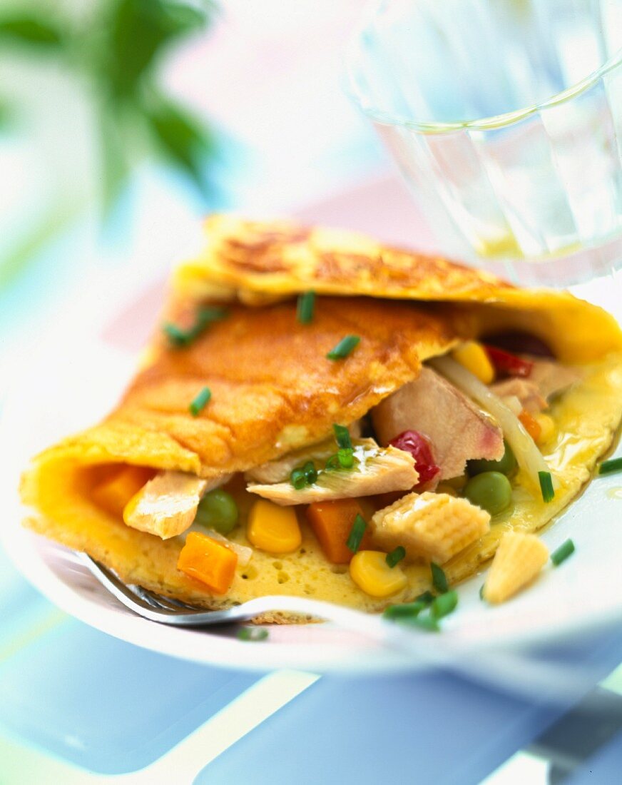 Vegetable and tuna omelette