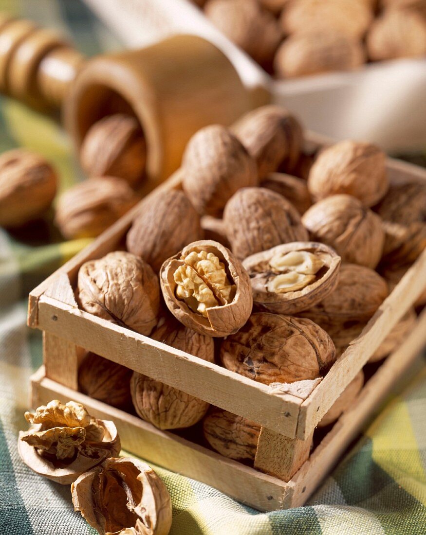 mini crate of walnuts