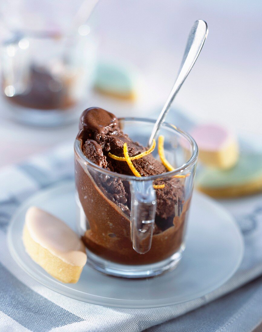 Bitter chocolate and mandarin sorbet