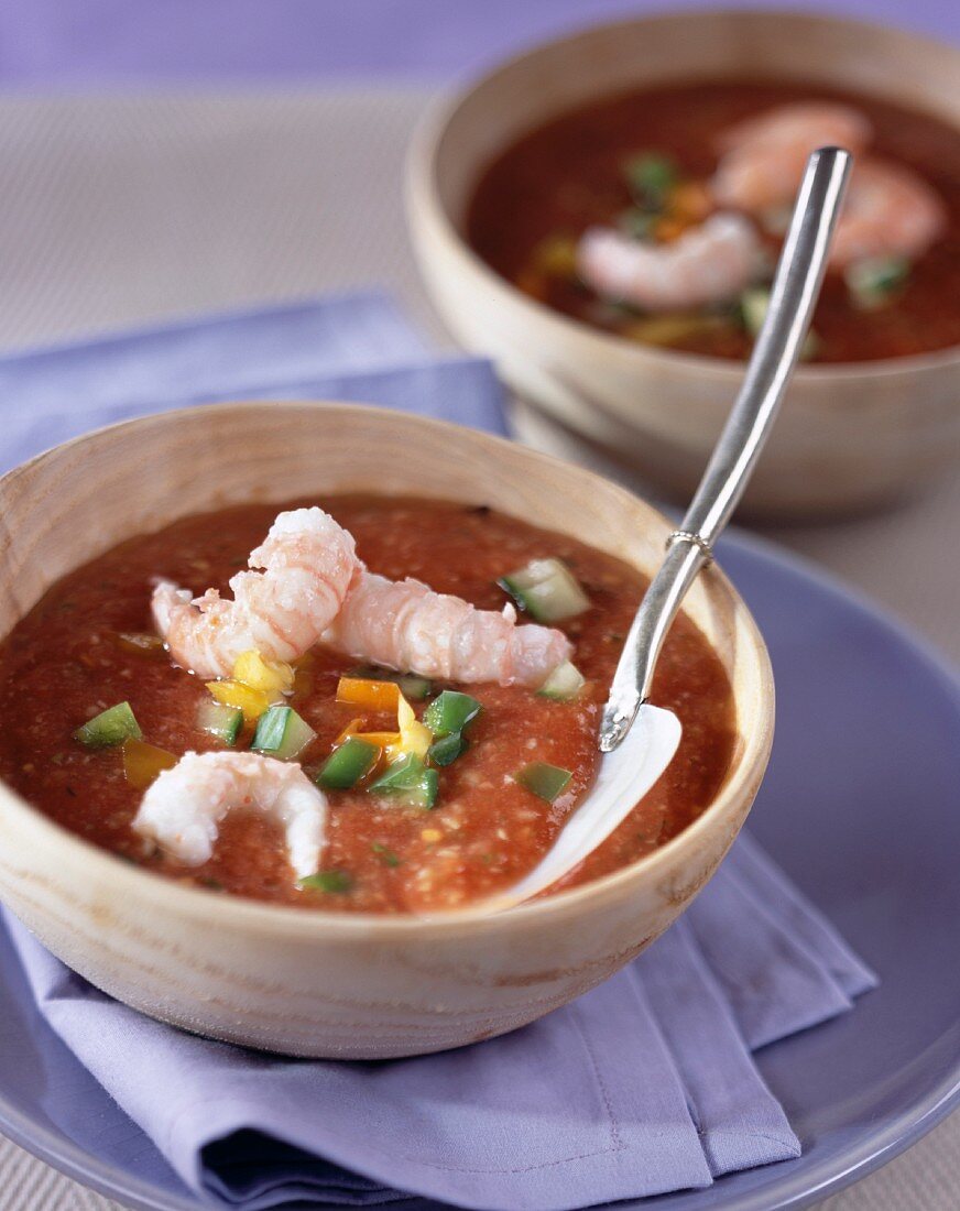 Lobster bisque and Dublin Bay prawn gaspacho